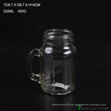 480ml Clear Strip mit Griff Glas Mason Gläser zum Verkauf